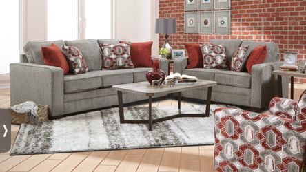 Barringer Sofa and loveseat with bold Accent Pillows