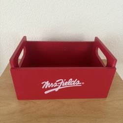 Mrs. Fields COOKIES Red Wooden Storage Crate Box with Handles