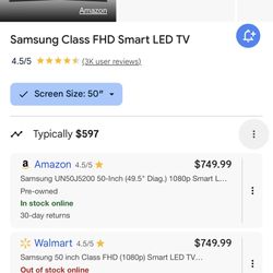 Samsung UN50J5200 50-Inch (49.5" Diag.) 1080p Smart LED TV