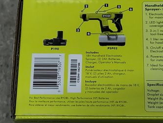 Ryobi Electrostatic One PSP02K2 Cordless Sprayer Kit 2 Batteries