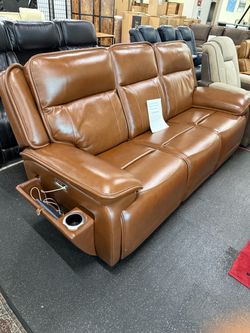 Power Reclining top grain leather Sofa & Power Reclining Love Seat