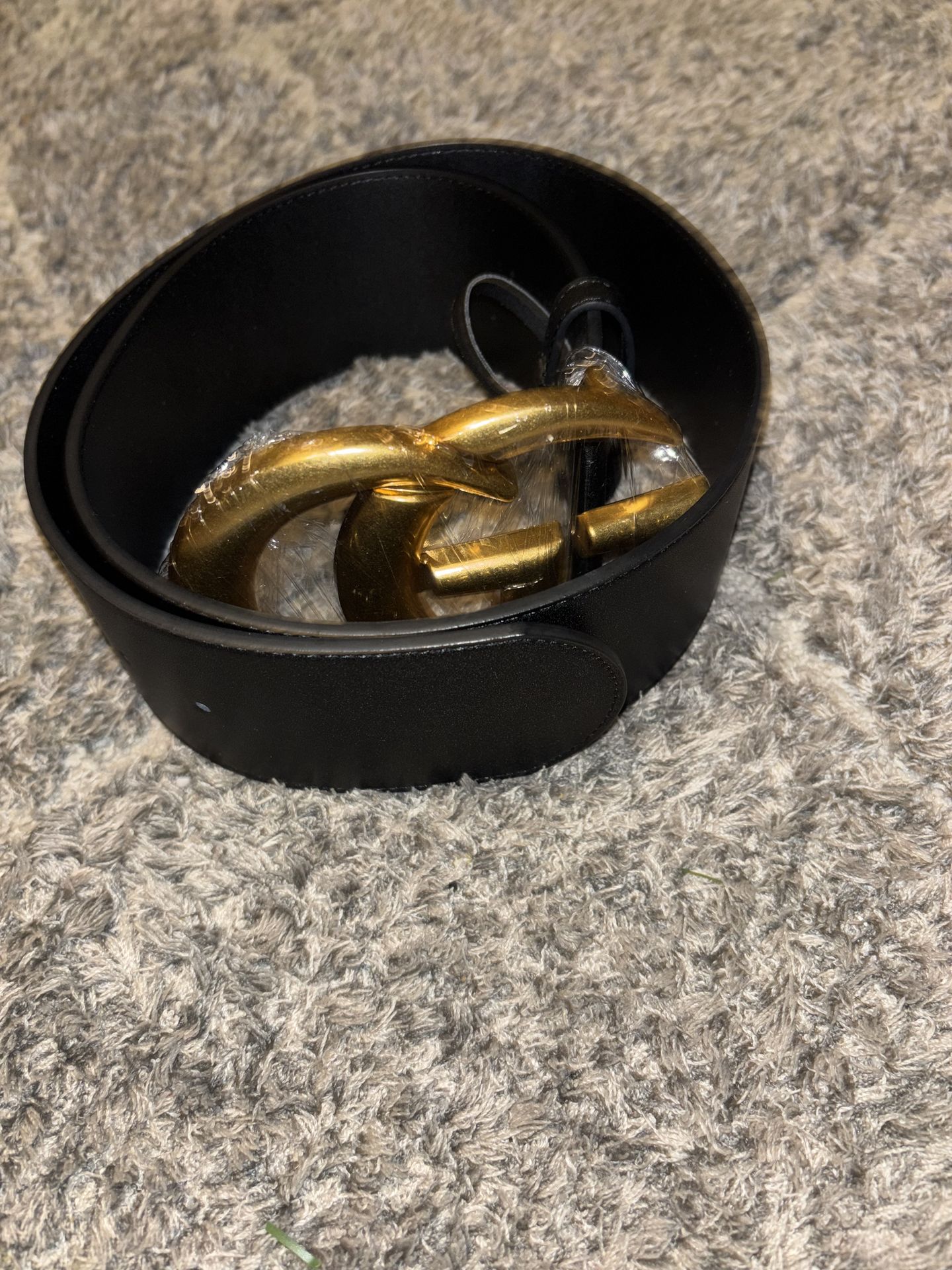 double G leather black gucci belt