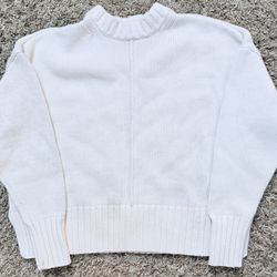 A New Day White Mock Neck Tight-Knit Pullover Sweater Women's Size M Long Sleeve