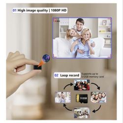 Hidden Camera Mini Spy Camera 1080P Small Security Camera, Tiny Portable Camera, Covert Nanny Cam, Indoor Home Office Security Cameras, Night Vision, 