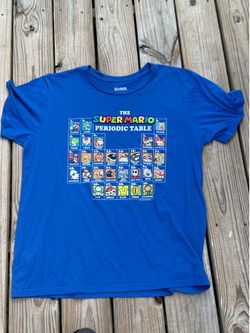 Super Mario Periodic Table Tee XL Geekcore Y2K Nintendo Gamer