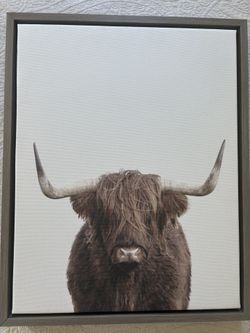 Framed Highland Cow Canvas Wall Art – 16x20 Rustic Farmhouse Decor