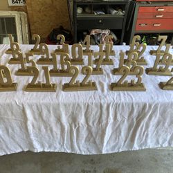 Wedding Numbers, Bud Vases, Candle Vases. Flower Basket. Sign In Pen.