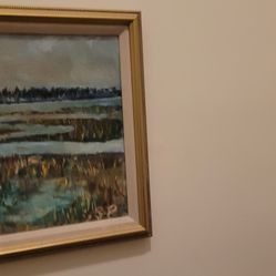 Original Painting By Alonzo Penniston Of The Marsh By The Saco River