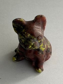 FRENCHIE LOVERS!!! Natural Dragon Blood Jasper French Bulldog Crystal Carving