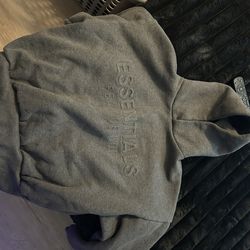 Grey Cropped Essential Hoodie