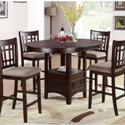 Counter high table end 4 chairs