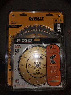 DeWalt 10" blades and 1 Ridgid diamond blade