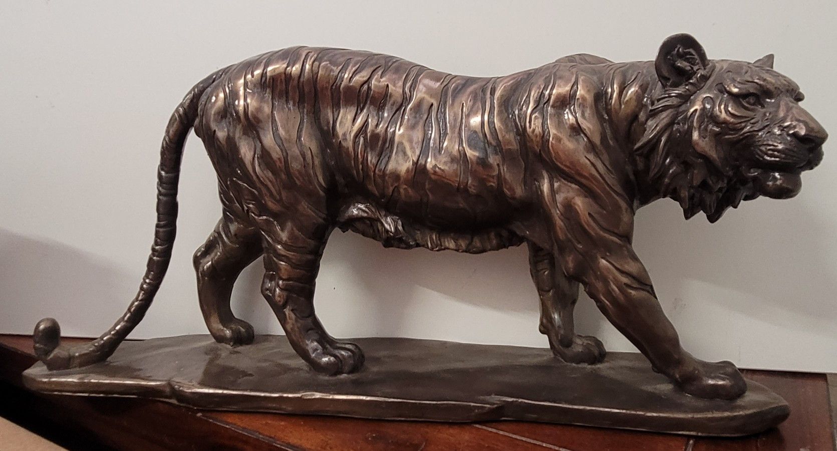 Vintage Lion & Cheetah Statues Bronze