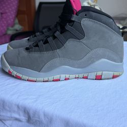 Air Jordan 10 Gray Black Pink Red High Top Basketball Sneakers