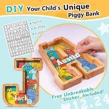 New Large 12’ Wooden Letter “C” “S” And “F” Dinosaur Piggy Bank for Kids.