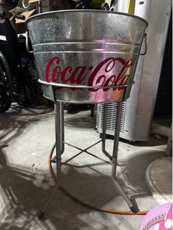 Coca Cola Metal Basin With Stand