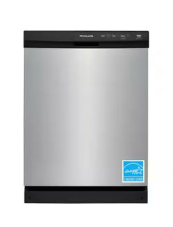 Frigidaire 24 in. Front Control Built-In Tall Tub 55 dBA Dishwasher with Plastic Tub in Stainless Steel with 3-Cycles