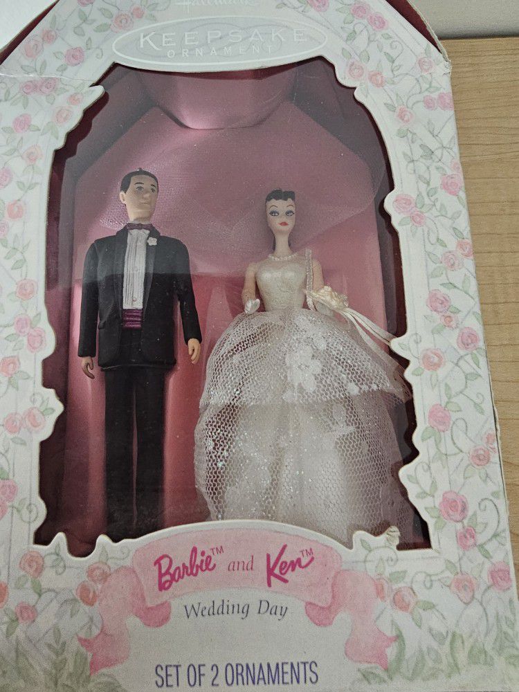$20.00 - 1997 Barbie & Ken Wedding Hallmark Collectable  Ornaments - New In Original Box!