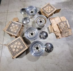 Vintage Chrome Steelies 14x6 Reversed w/5x4.5 bolt pattern for Ford or Dodge