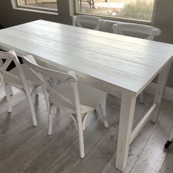 Moving! Restoration Hardware Madeline Kids & Chairs Set - Wooden Table White SOLD OUT $1000+ taxes