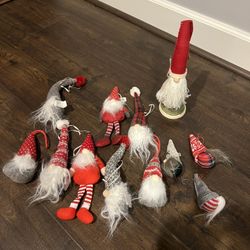Christmas Gnome Decorations 11 ordaments snd 1 tree topper 