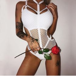 Cut Out Fishnet Bodysuit XL