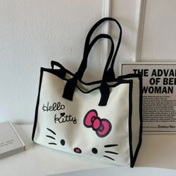 Hello Kitty Sanrio Y2k Canvas Bag Shoulder Bag Cartoon Anime Handbag for School Work Travel Shopping School Backpack