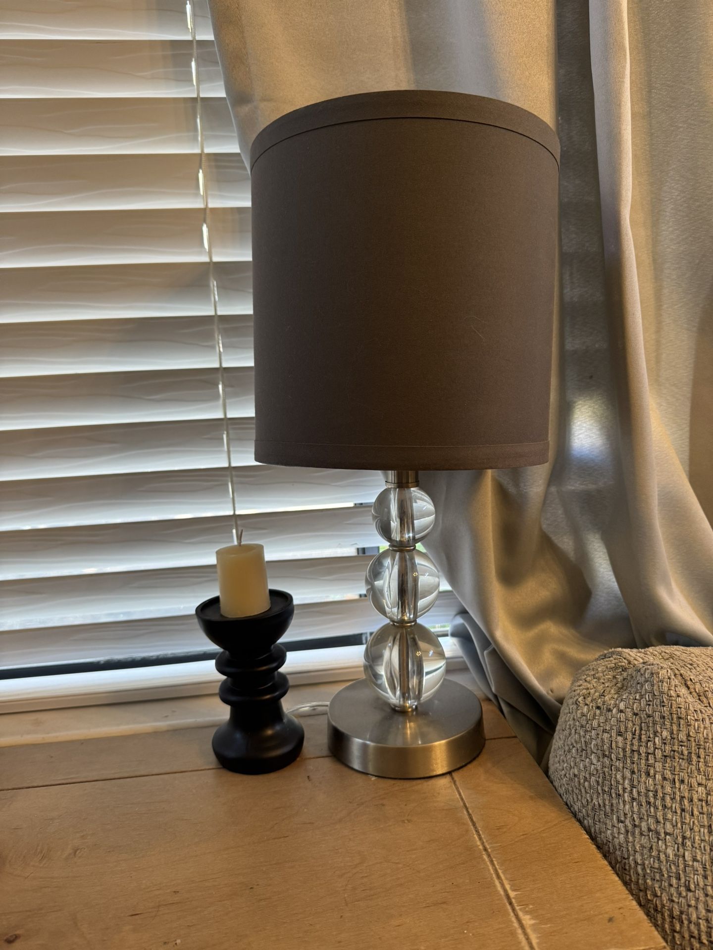 Grey Table Lamp Clear Glass Decor 20 Inch