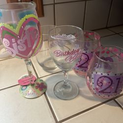 5 Decorated Wine 🍷 Glasses 