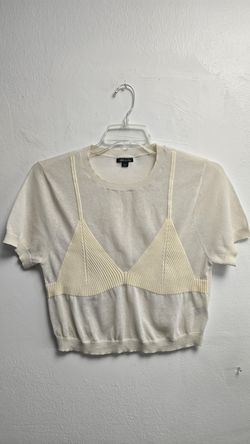 Wild Fable Cream Sheer Knit Crop Top Bralette Style Size S