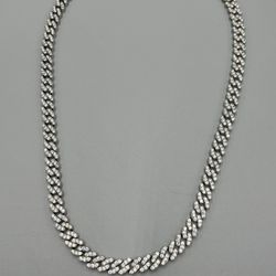 22” 8mm Cuban Link Chain White Gold Cubic Zirconia