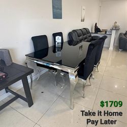 Ada Black Glass Dining Set