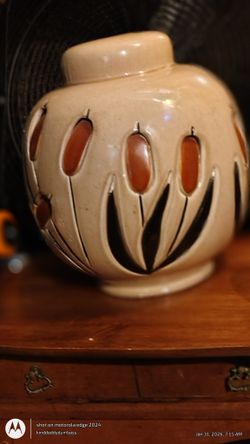 Vintage 70s Era Ceramic Cattail Lamp Parts
