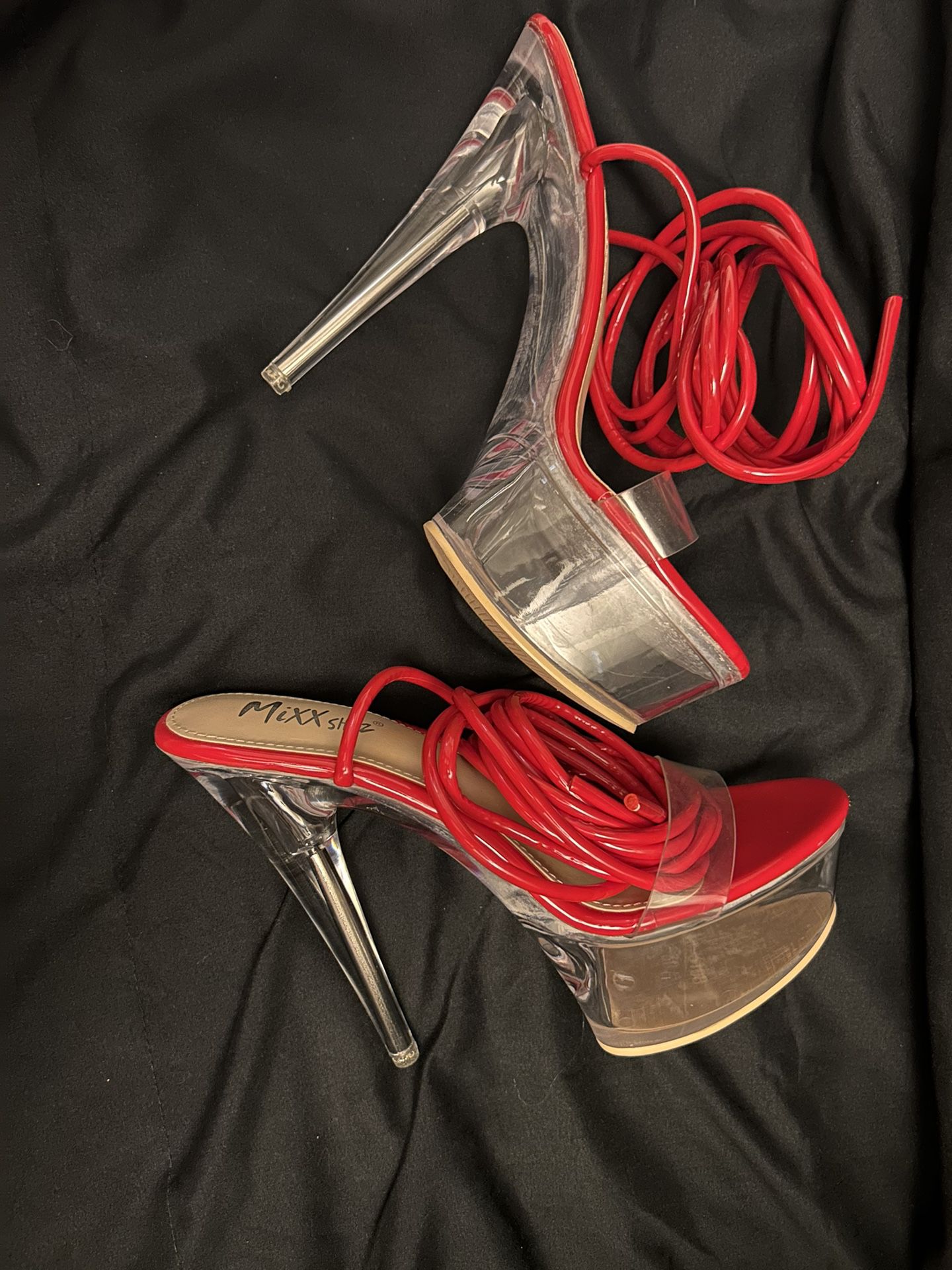 Red platform heels With Tie 
