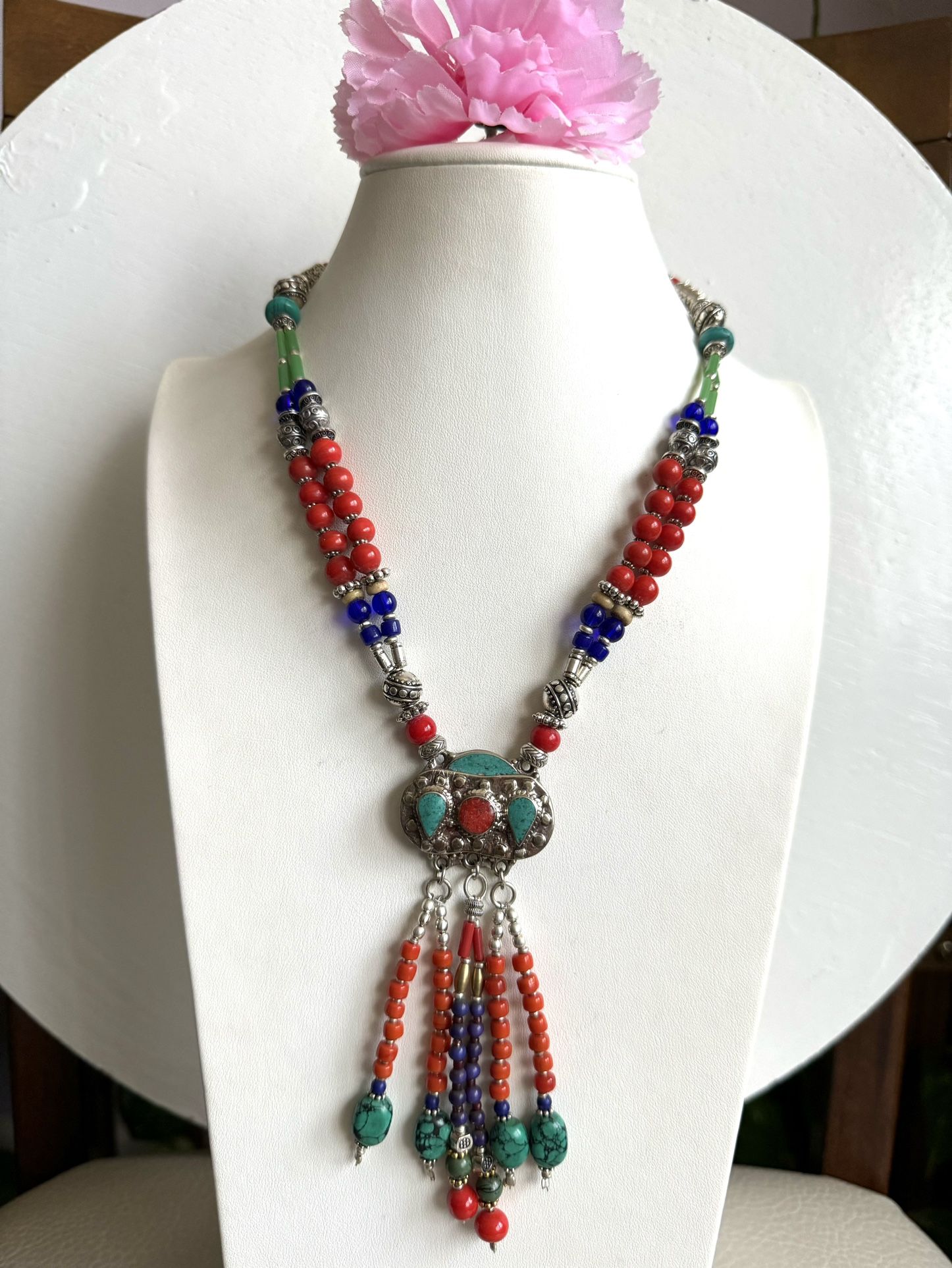 Stunning Tibetan tribal theme boho style handmade necklace 18”inch