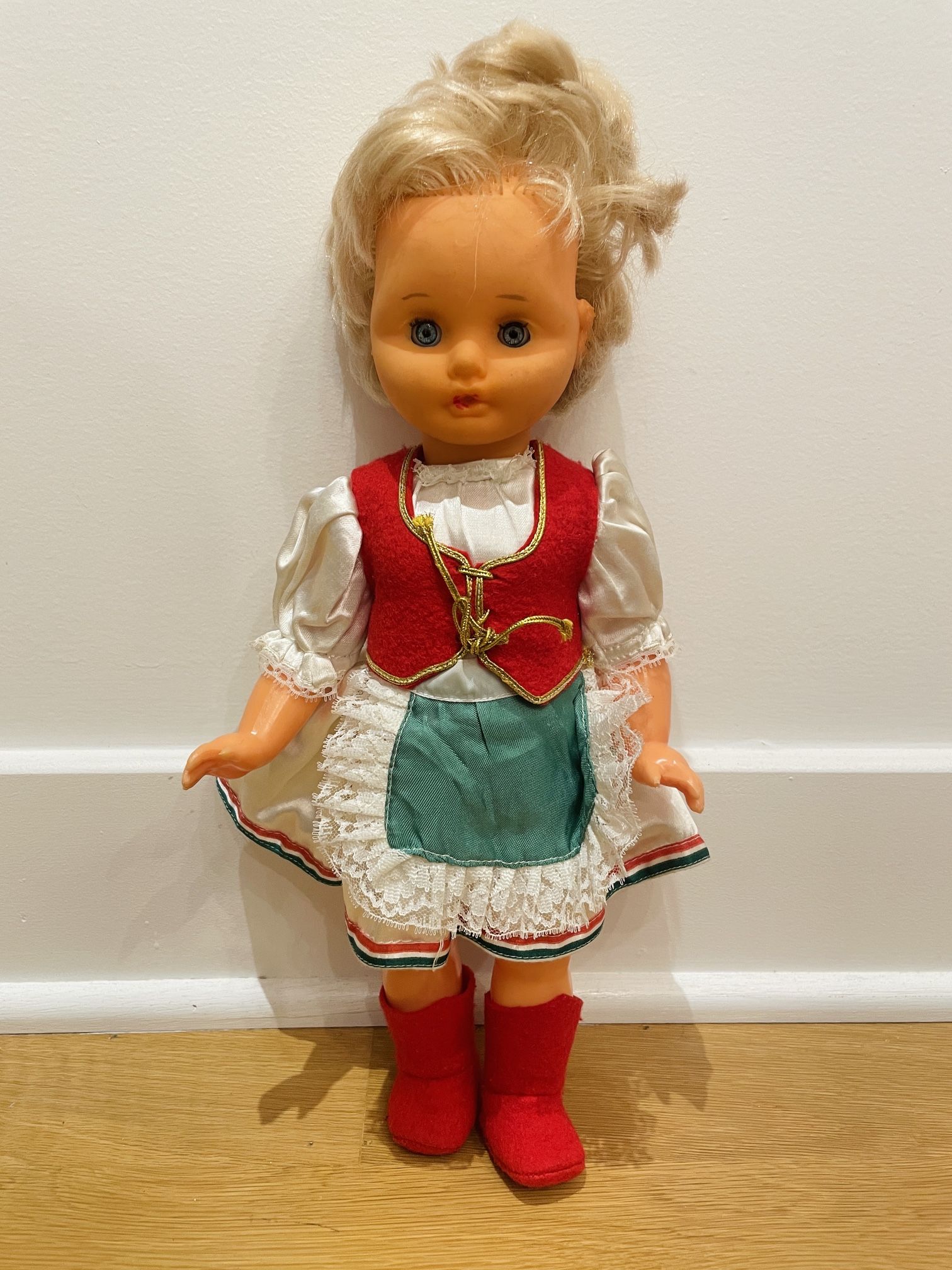 Vintage 1960's Vinyl 16” Jointed Little Girl Doll from Hungary.