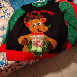Reindeer Games Ugly Christmas Sweater (Comes With Balls For Game)