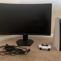 PS5 Disc Version + 32 Inch 144Hz Curved Gaming Monitor