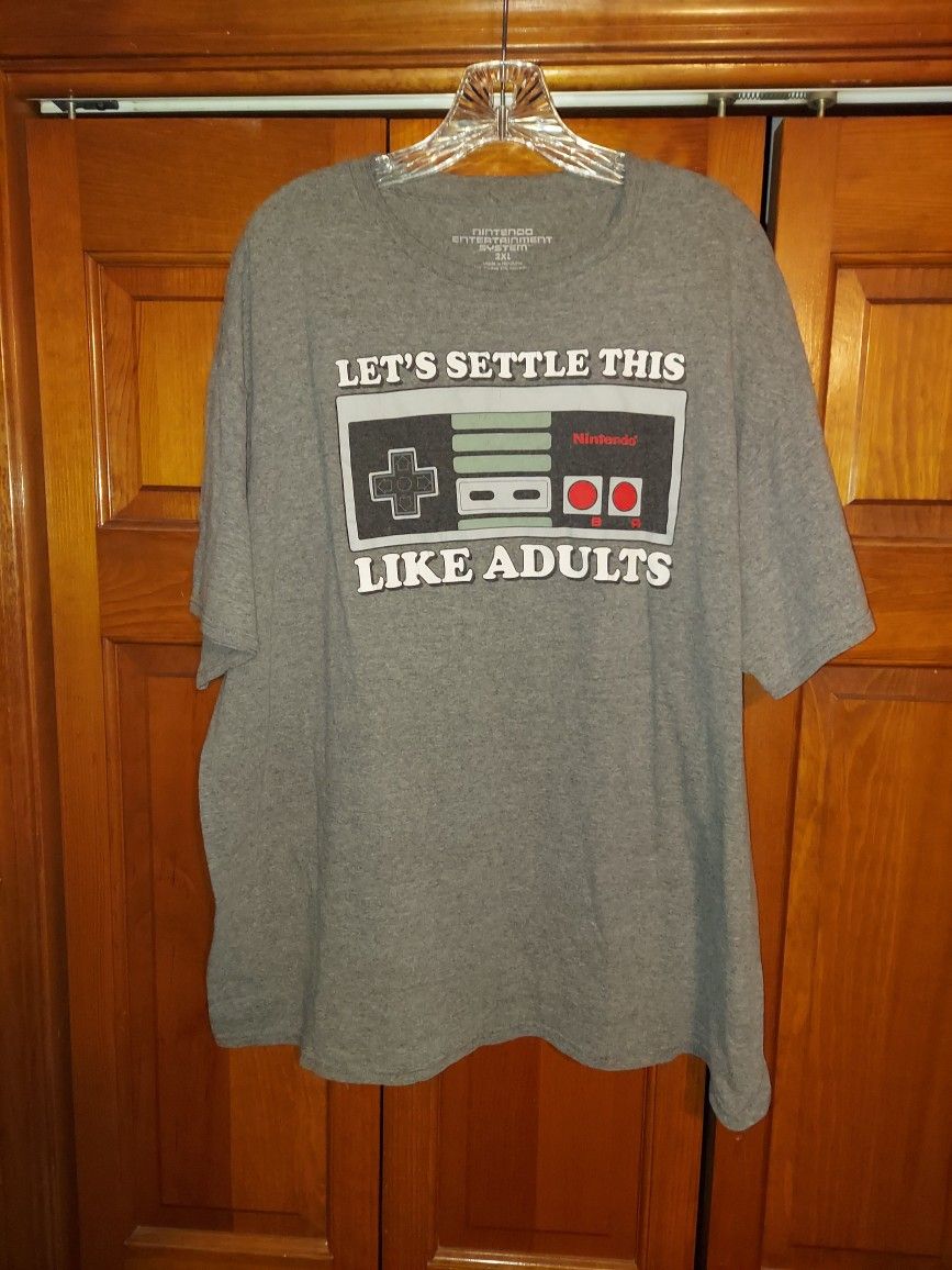 MENS 2XL NINTENDO LET'S SETTLE THIS LIKE ADULTS SHIRT 
