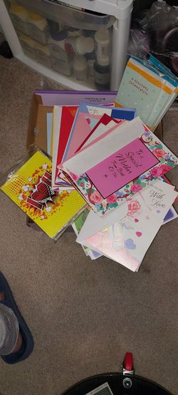 For Sale an assortment of over 50pc greeting cards and 3pkgs of birthday invitations. There's birthday, Easter, Christmas, granddaughter, grandson mom