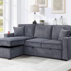 Corduroy Sectional Sleeper With Storage