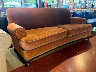 BERNHARDT Burnt Orange Sofa w/ Braid Trim