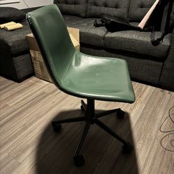 Moving sale! Green leather rolling Chair 