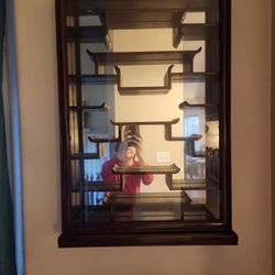 Rosewood Chinese wall-mounted curio display cabinet