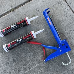Caulking with Dispenser - 2 Brand New Fire Door Caulk Tubes with a New Westward Dispenser.