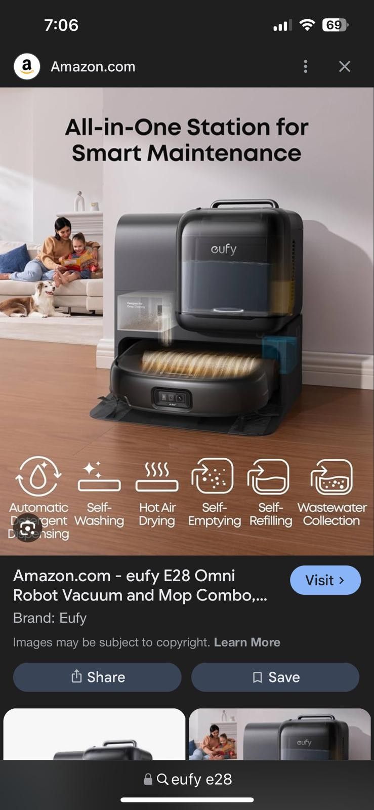 Eufy Robot Vacuum Omni E28 Roller Mop HydroJet™ System Portable Carpet Cleaner