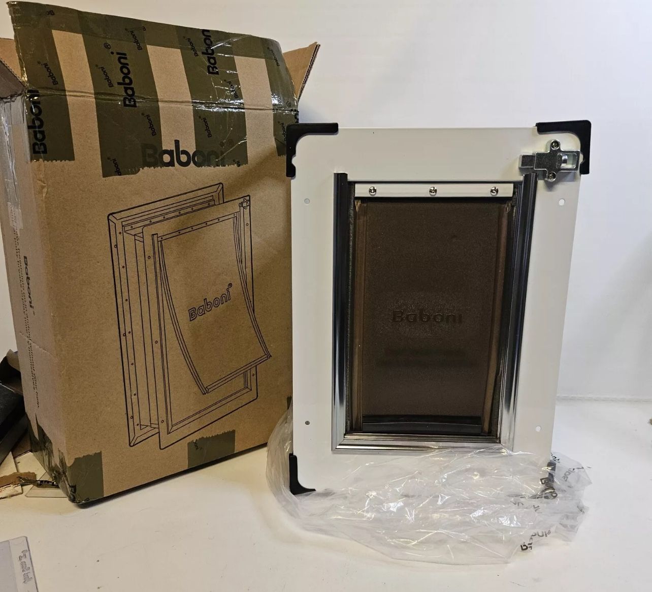 Baboni Small Pet Door for Wall, Steel Frame, Wood & Telescoping Tunnel Dog Door