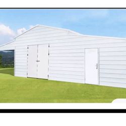 42' x 30'x 13' Metal Car Garage/ Outdoor Storage Shed/Heavy Duty Galvanized Steel Double Doors + Sid