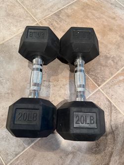20 LB Rubber Hex Dumbbells Pair