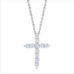 Round Brilliant 1.00 ctw VS2 Clarity, G Color Diamond 14kt White Gold Cross Pendant